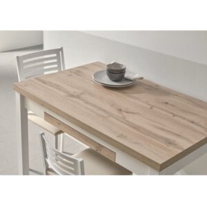 mesa cocina blanca y madera 2