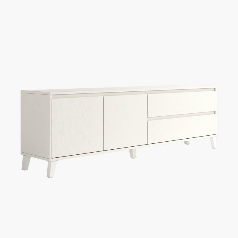 Mueble TV Basu de estilo contemporáneo de 200cm color blanco - MIV  Interiores