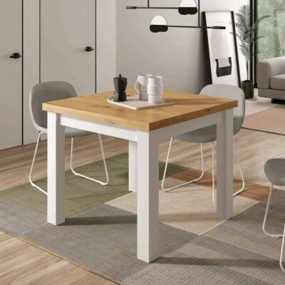 mesa comedor cuadrada extensible new roble blanco