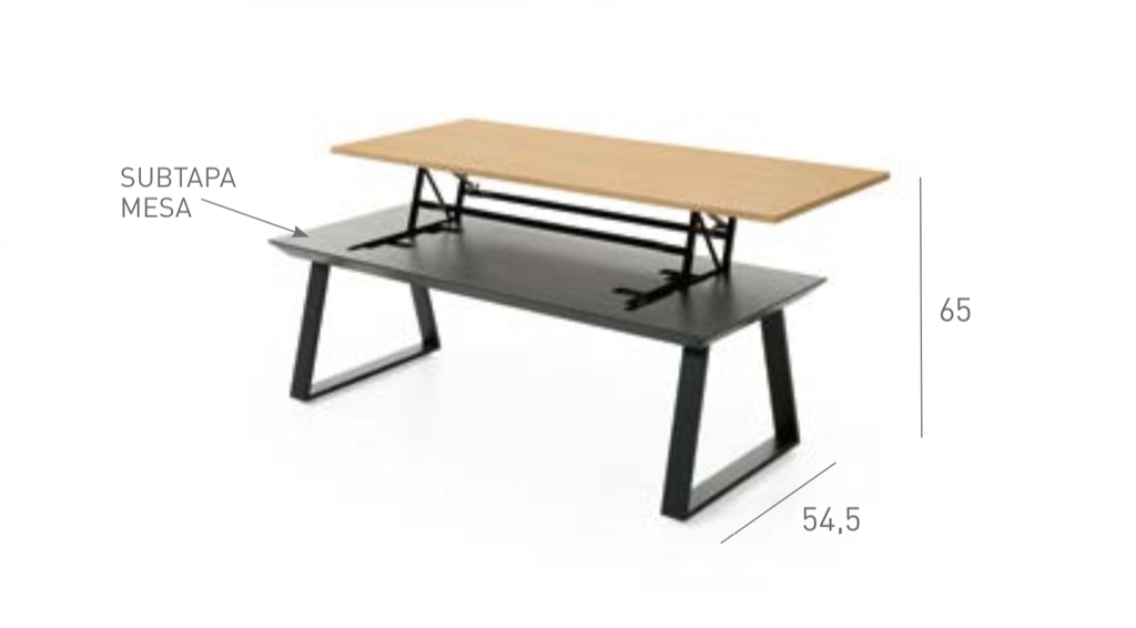 mesa centro elevable 140 cm saher 65 cm altura